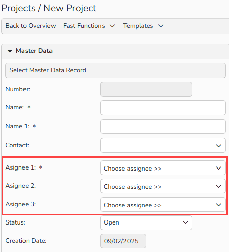 A screenshot of a project setup for project management. Navigation elements to select users to be notified about project status updates are selected.