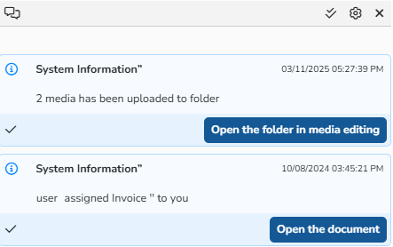 A screenshot of notification dialog. Navigation elements to support reading notification messages and configuring notifications intervals are shown.