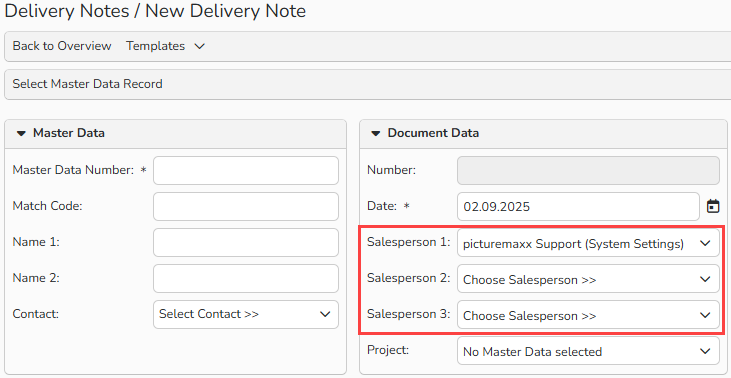 A screenshot of a financial document setup window. Navigation elements to assign the financial document to users to notify them of any updates.