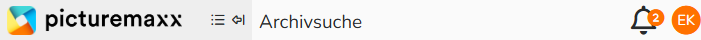 Ein Screenshot der Backstage-Leiste oben. Es werden Navigationselemente zum Anzeigen von Benachrichtigungen angezeigt.
