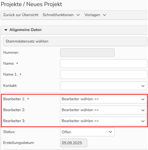 Ein Screenshot einer Projekteinrichtung für das Projektmanagement. Die Navigationselemente zur Auswahl der Benutzer, die über Projektstatusaktualisierungen benachrichtigt werden sollen, sind ausgewählt.