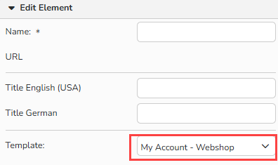 Capture d'écran mettant en évidence le modèle Mon compte - Webshop