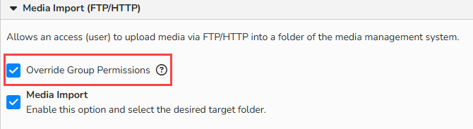 A screenshot of individual access configuration. Navigation elements to override group permissions are shown.