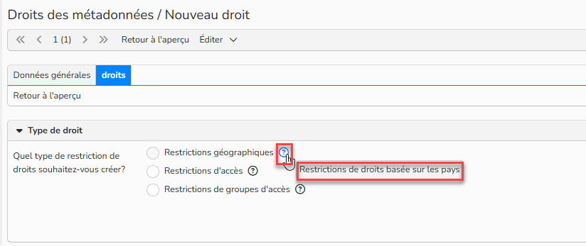 Capture d'écran mettant en évidence l'aide survolée.