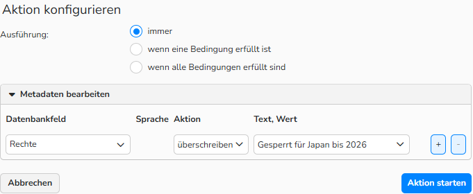 Ein Screenshot der Aktion „Ersetzen und bearbeiten“ und ihres Dialogfelds „Aktion konfigurieren“ in der Medienbearbeitung.