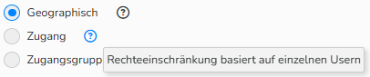 Ein Screenshot eines Fensters zur Einrichtung von Rechte. Es werden UI-Elemente zur Auswahl eines Rechtetyps und ein Tooltip mit einer kurzen Beschreibung des Rechtetyps angezeigt.