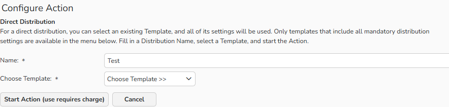 A screenshot of the one-time distribution configuration window showing options to set up a direct distribution.