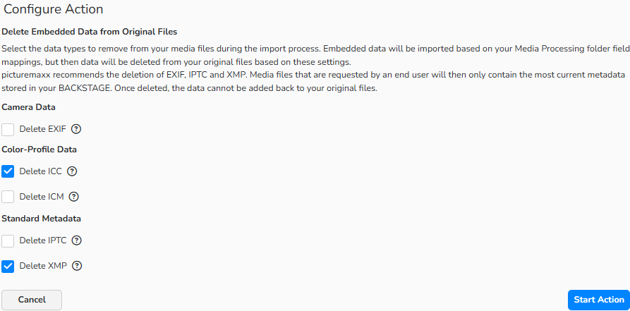 A screenshot of the Delete Original Data setup dialog showing how to delete embedded data from media files.