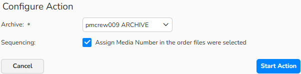 A screenshot of the Publish Media (Archive) setup dialog showing how to move images to Archive for publishing and how to define Media Number of media files before publishing.