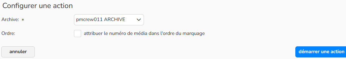 Capture d'écran de l'action Publier les médias