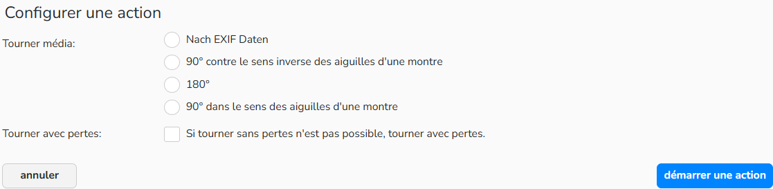 Capture d'écran de l'action Faire pivoter le média