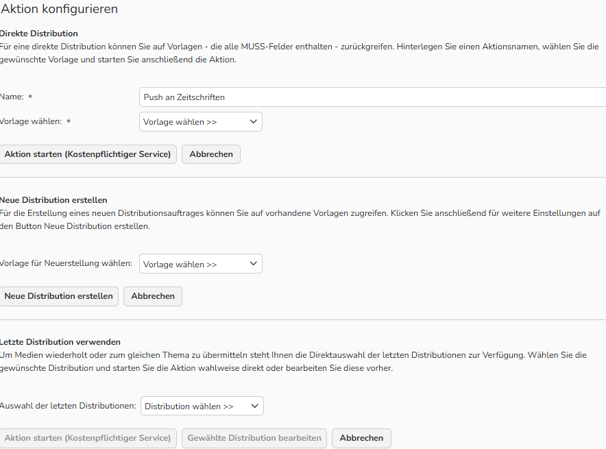 Screenshot des Einrichtungsdialogs „Medien verteilen (Push)“ mit Optionen zum Verteilen von Mediendateien.
