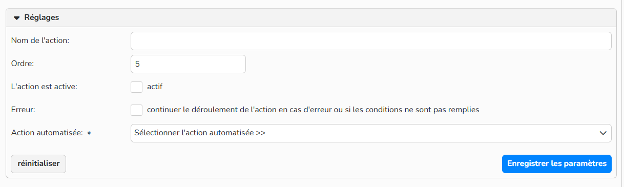 Capture d'écran montrant comment Exécuter une action