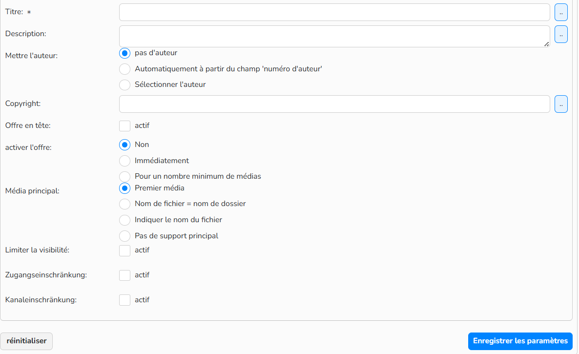 Capture d'écran montrant comment configurer une offre automatique