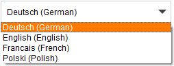 Screenshot einer Liste der verfügbaren Suchsprachen im i-picturemaxx.