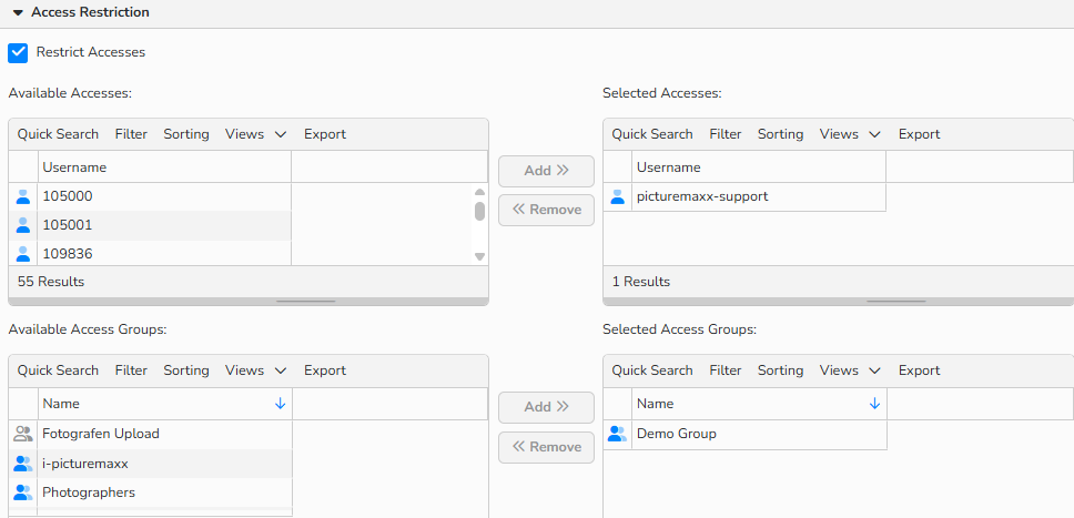 A screenshot of the Offer setup window with the options to restrict the offer to selected accounts and user groups.