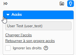 Capture d'écran mettant en valeur le menu latéral Accès