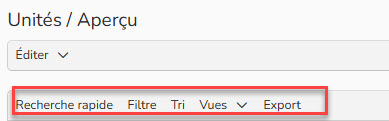Capture d'écran mettant en évidence le menu d'en-tête