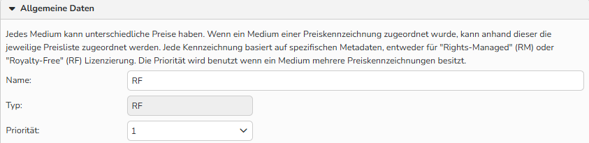 Screenshot des Dialogfelds Preiskennzeichnungen, das die Einrichtungsoptionen zeigt.