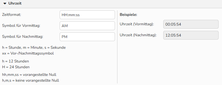 Screenshot des Fensters Zahlen, Währung, Datum, Uhrzeit und GPS mit Optionen zur Festlegung von Zahlenformaten für die entsprechenden regionalen Einstellungen.