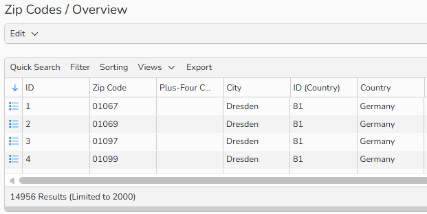en_admin_zip_codes_1 Screenshot of a window with entered postal codes.