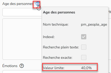 Capture d'écran mettant en évidence la valeur limite