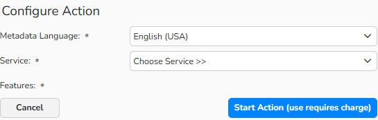 Screenshot of the Configure Action dialog for Visual Recognition Service.
