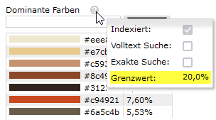 Screenshot des Tooltips neben dem Feld Inhaltsmoderation in dem Tab Visual Recognition Service. Der Schwellenwert für den Grenzwert ist hervorgehoben.