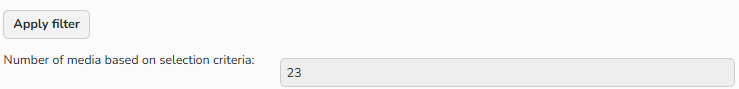 Screenshot showing the Apply Filter button and a field displaying the number of files that match the selected filter criteria.